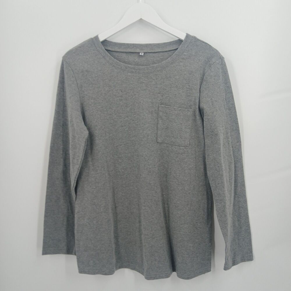 womens long sleeve heathered grey size medium shirt t shirt casual